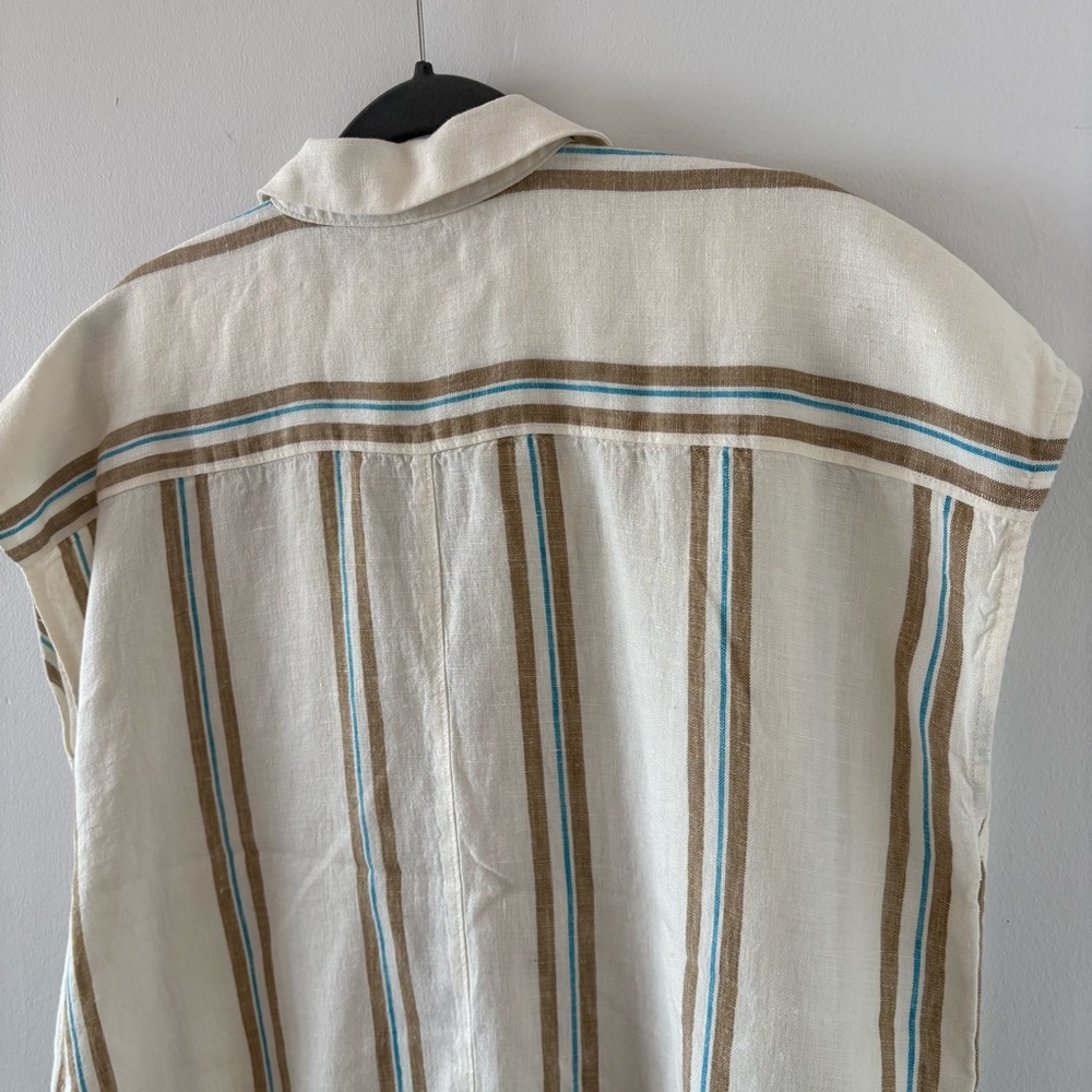 Madewell Boxy Cap Sleeve Shirt in Stripe 100% Linen Size M Rare Find! - Picture 12 of 14
